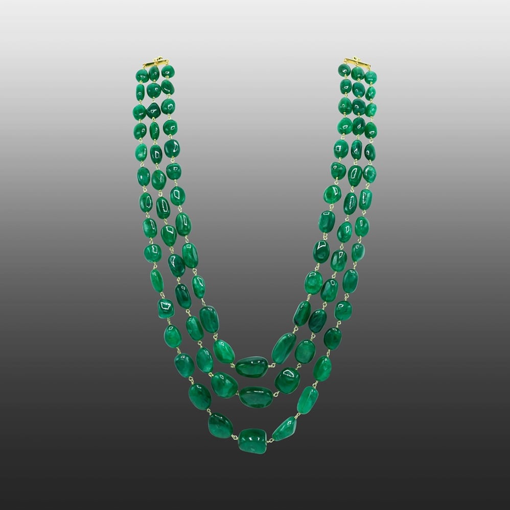 Emerald Beaded Three Line